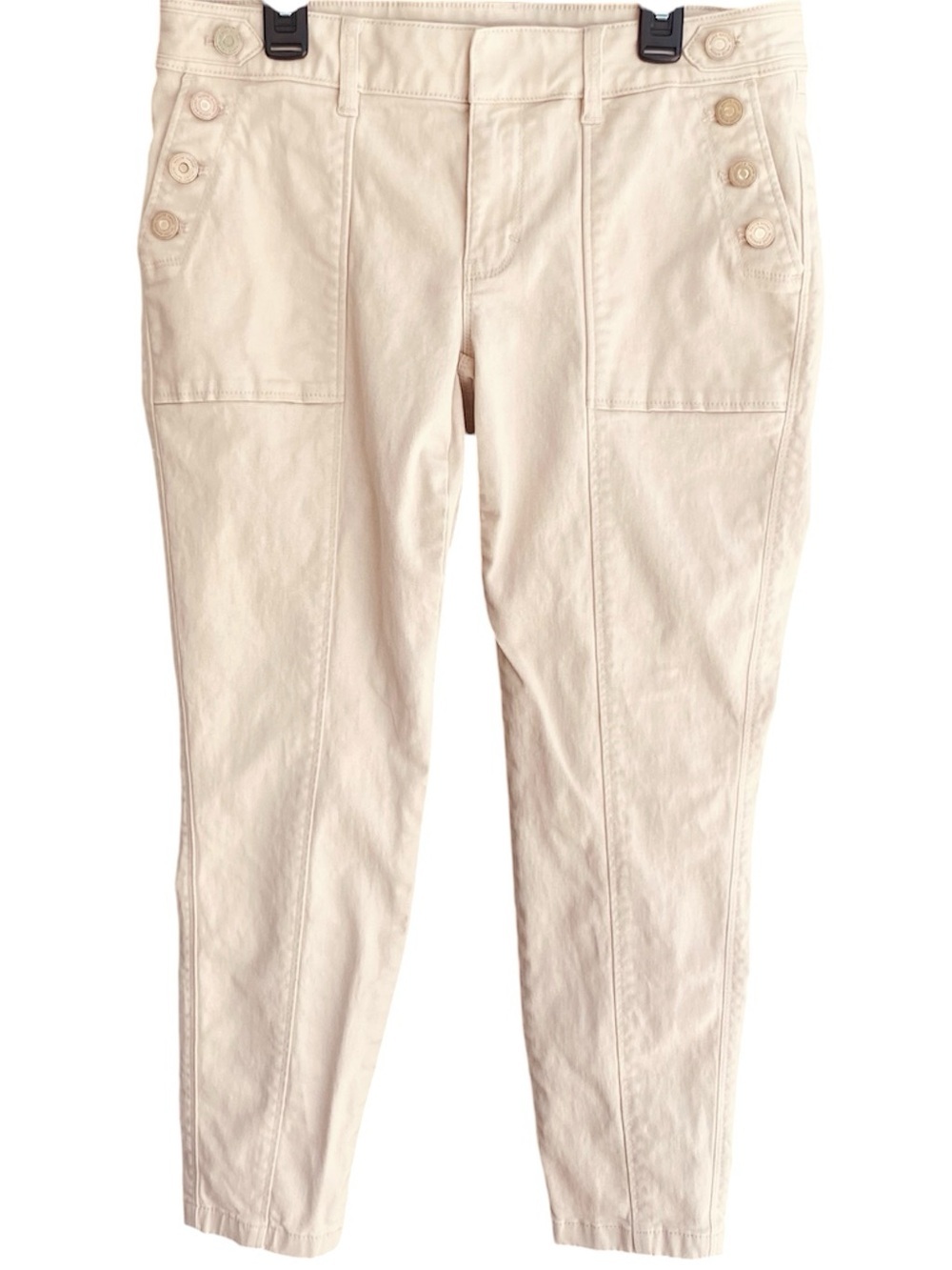 WHITE HOUSE BLACK MARKET Pants Tapered Sailor Button Accent Light Beige Women 8P